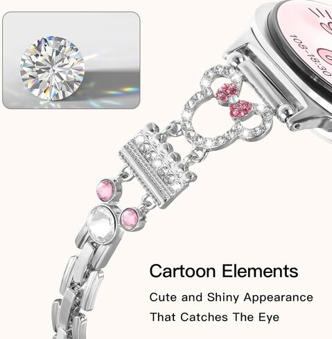 Bling Metal Band for Samsung Galaxy Watch 8 Band 40mm 44mm /Galaxy Watch 8 Classic 46mm for Women, Cute Cartoon Glitter Rhinestone Jewelry Slim Bracelet Strap Replacement Wristband Accessories in Saudi Arabia