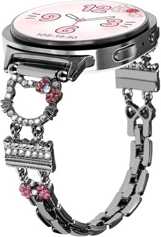 Bling Metal Band for Samsung Galaxy Watch 8 Band 40mm 44mm /Galaxy Watch 8 Classic 46mm for Women, Cute Cartoon Glitter Rhinestone Jewelry Slim Bracelet Strap Replacement Wristband Accessories in Saudi Arabia