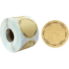 500 PCS 2 Inch Round Canning Jar Labels - Labels Sticker Kraft Sticker Label with Wreath Designs for Mason Jars, Canning, Food Containers & Storage Bins(Style 1) in Kuwait
