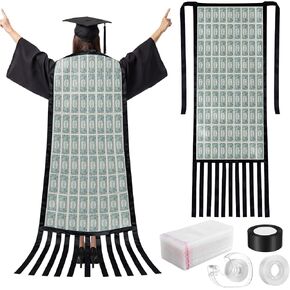 2026 Graduation Cash Gift DIY Money Cape Kit with Paper Money Holders Black Satin Ribbon Tape Dispenser Clear Tape Supplies for Graduation Wedding Birthday Events in Kuwait