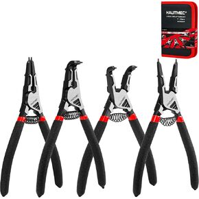 HAUTMEC 4PCS High Leverage Snap Ring Pliers Set, 7 inches Internal/External Circlip Pliers, Heavy Duty Snap Ring Pliers, C Clip Pliers with Spring Loaded HT0280 in Saudi Arabia