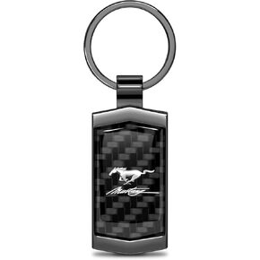 iPick Image for Ford Mustang Script Real 3K Carbon Fiber Metal Case Key Chain in Kuwait