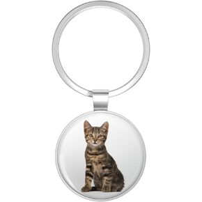 Beautiful Cute Tabby Cat Happy Key Chain Double Sided Stainless Steel Keychain in Kuwait