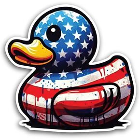 2 (Pieces) 3" and 5" Rubber Duck American Flag Sticker, Waterproof Vinyl Decals for Many Purpose Like Cars, Trucks, Laptops, Phones, Windows and More in Kuwait