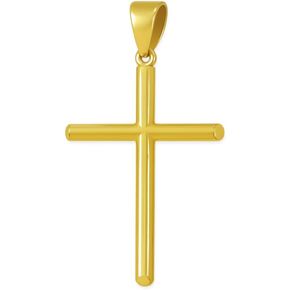 Italian 10K Solid Gold Cross Pendant for Men & Women - Round Tube Real 10K Yellow Gold Cross Pendants for Women Religious Faith Catholic Jewelry (1.16 gm to 1.65 gm) Gift Box Packaging in Kuwait