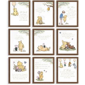 Winnie the Pooh Wall Art - Classic Winnie the Pooh Nursery Decor, Friendship Quotes, Wall Art Decor Photos Bedroom Playroom, Quotes Prints, Inspirational Sayings - Unframed Set of 9 (8x10") in Kuwait