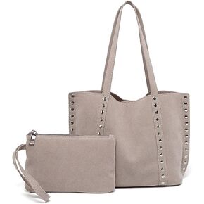 Women's Studded Tote Bag，Black Velvet Shoulder Bag Vegan Leather Studded Bag, Tote Bag With Matching Coin Pouch in Saudi Arabia