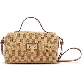 Straw Bag for Women, Square Beach Bag, Hand-Woven Bags, Crossbody Bags Suitable for Vacation Travel Daily(Khaki) in Saudi Arabia