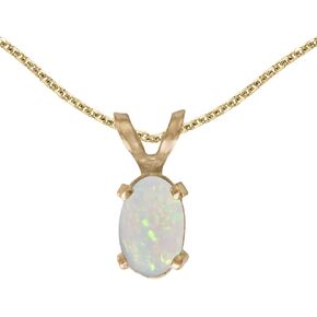 Direct-Jewelry 14k Yellow Gold Oval Opal Pendant with 18" Chain in Kuwait