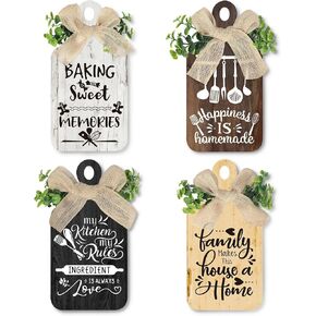 4 قطع من Arquiel ديكور فني جداري خشبي لقواعد مطبخ المزرعة وتعليقات خشبية ديكور ريفي (5.5 × 11 بوصة) in Kuwait