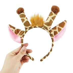 Giraffe Hair Hoop & Tail Tie Set - Cute Plush Animal Headband for Jungle Safari Theme Party, Halloween Costume, Cosplay & Christmas Dress-Up Accessories for Women, Men & Kids in Kuwait