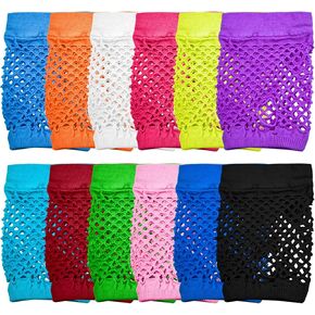 Neon Fingerless Gloves 80s Accessories for Women Punk Wrist,Fishnet Gloves Short Net Mesh for Halloween in Kuwait