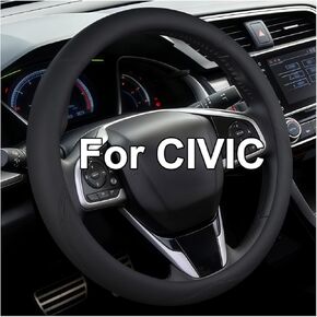 غطاء عجلة القيادة الجلدي لسيارة Honda Civic، واقي عجلة قيادة السيارة قابل للتنفس مقاس 14.5-15 بوصة، ملحقات داخلية ممتازة للسيارات متوافقة مع جميع موديلات Honda (أسود) in Kuwait