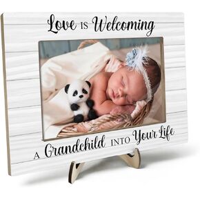 هدايا إطار الصورة للأجداد الجدد، هدية إطار الصورة للجدة الجديدة، هدايا إعلان الحمل، إطارات الصور بالموجات فوق الصوتية، الحب يرحب بالحفيد، صورة 4 × 6 بوصات (أبيض) in Kuwait