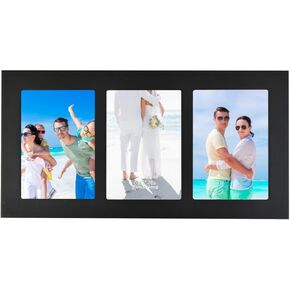 8x10 Collage Picture Frames, 3-Opening Photo Frame, Fits 1 8x10 and 2 5x7 Pictures, Multi Opening Collage Frame, Black Wood, Tempered Glass, Wall Hanging or Tabletop Display, 1 Pack in Saudi Arabia