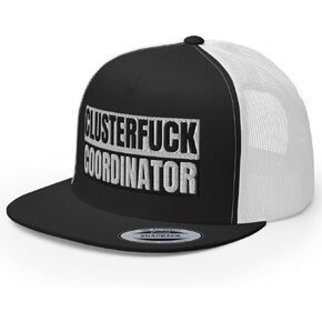 Clusterfuck Coordinator Flat Bill Trucker Hat High Crown Adjustable Funny Adult Humor Cap in Saudi Arabia