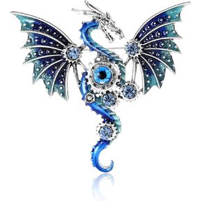 خمر الشرير الميكانيكية الطائر التنين بروش للنساء المينا الطائر التنين بروش الاستبداد التنين الطائر بروش شخصية للرجال والنساء الملابس قبعة حقيبة الملحقات (الأزرق) in Kuwait