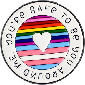 أنت آمن لتكون أنت حولي بروش الدبوس، دبوس المينا حليف LGBT، هدية شهر الفخر لصديق داعم للمثليين المثليين والمتحولين جنسيًا، دبابيس فخر LGBTQ، شارة طية صدر السترة بعلم قوس قزح، ملحقات حقوق الكوير in Kuwait