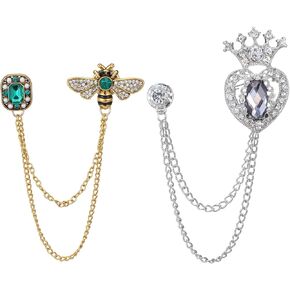 Vintage Crystal Bee Brooch Pin, Lapel Pin Long Tassel Chain Rhinestone Elegant Insect Breastpin Jewelry Accessory Gift for Women Men in Kuwait