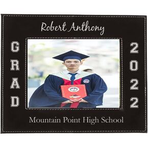Personalized Graduate Class 2024 2025 2026 2027 2028 - Faux Leather Hanging/Tabletop Remembrance Celebration Memory Leatherette Photo Picture Student Graduation Black Frame (5x7-inch Vertical) in Saudi Arabia