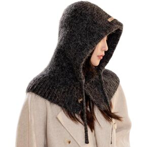 Winter Hat Warm Hooded Scarf Balaclava Knit Beanie Cap Slouchy for Women Girls in Kuwait