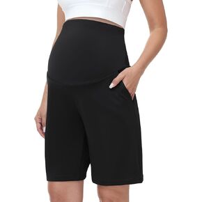 Maternity Athletic Shorts with Pockets Over The Belly Pregnancy Yoga Workout Biker Short Summer Active Pants in Kuwait