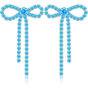 GPASTG داينتي شرابة طويلة سباركلي كريستال القوس عقدة استرخى انخفاض القرط خفيفة الوزن لامعة حجر الراين قرط الاذن المرصع للنساء in Kuwait