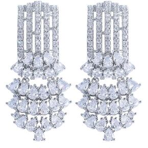Luxury Cubic Zirconia Chandelier Drop Long Dangle Engagement Wedding Bridal Party Earrings For Women in Saudi Arabia