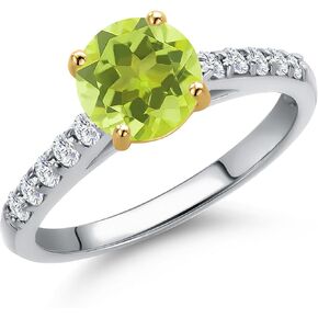 خاتم خطوبة من الأحجار الكريمة من الذهب عيار 10 قيراط من Gem Stone King وأحجار كريمة بيضاء اللون من الألماس الأبيض | جولة 7 ملم و 1.7 ملم | خاتم وعد الذكرى السنوية للزفاف | المقاسات 5، 6، 7، 8، 9 in Kuwait