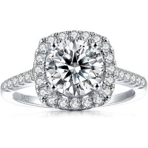 1 قيراط 2 قيراط هالو مويسانيتي خاتم الخطوبة للنساء، وسادة على شكل نصف أبدي 14 قيراط من الذهب فيرميل 925 من الفضة الاسترليني، حلقات الوعد لعيد الميلاد وعيد الحب والذكرى السنوية لعيد الميلاد مقاس 5-12 in Kuwait