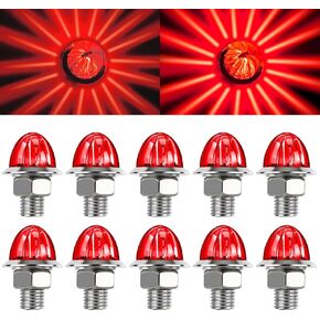 Wodvyss10Pcs 1.5 Inch PC Lens Watermelon Lights, Red Lens Amber Lights LED Side Marker Turn Signal with Bezel, Red Lens for Kenworth Peterbilt Freightliner Trucks in Kuwait