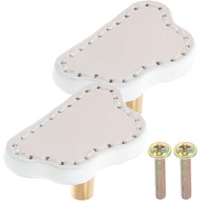 Luxshiny 2pcs Cloud Shaped Drawer Pull Handles, Thick Brass Dresser Hardware with White Leather Soft Grip for ’s Wardrobe Cabinet Doors, Decorative Room Furniture Accessories in Kuwait