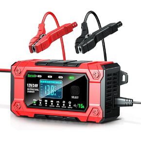 شاحن بطارية 15 أمبير 12 فولت/24 فولت، جهاز صيانة بطارية الرصاص الحمضية الأوتوماتيكي بالكامل، شاحن بطارية السيارة ومزيل الكبريت، أوضاع متعددة، متعدد الوظائف، مجموعة واسعة من التطبيقات in Kuwait