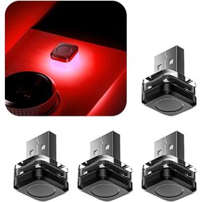4 قطع مصباح LED داخلي USB للسيارة، مصباح ديكور محمول ومشرق لجو السيارة، طقم إضاءة ليلية محيطة للديكور الداخلي للسيارات الصغيرة، عالمي لشاحنة SUV Van (أزرق) in Kuwait