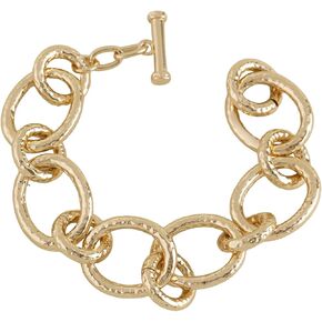 Chunky Hammered Toggle Bracelet 8.5 Inch 18k Gold Plated Modern Sophisticated Statement Hypoallergenic Versatile Jewelry Gift for Women in Saudi Arabia