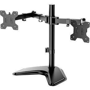 Triple Monitor Stand Mount, Free Standing 3 Monitor Stand for Computer Screens up to 27 inch, Heavy Duty Fully Adjustable Arms, Each Holds 22 lbs, Black in Saudi Arabia