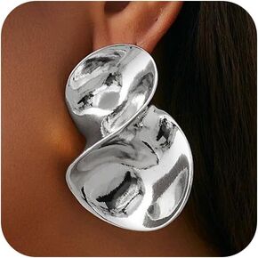 Unique Gold Polish Twisted Drop Dangle Earrings for Women, Trendy Silver Irregular Geometric Stud Earring Non Tarnish Retro Y2K Party Vacation Jewelry in Kuwait