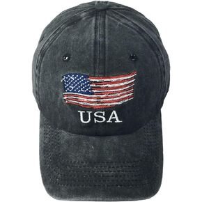 للجنسين خمر الدينيم قبعة بيسبول علم الولايات المتحدة الأمريكية قبعة مطرزة in Kuwait