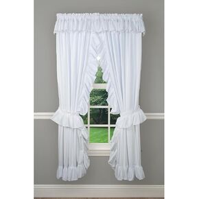 ستارة إليس مكونة من قطعتين من ستائر النافذة بريسيلا المكشكشة مع أربطة - 80x72 أبيض in Kuwait