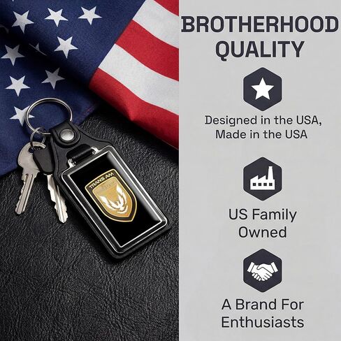 Brotherhood 1989 Compatible with Pontiac Trans Am Gold Emblem Design Keychain Key Holder Key Ring For Men Heavy Duty Car Keyring For Men and Women in Kuwait