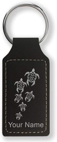 LaserGram Rectangle Keychain, Sea Turtle Family, Personalized Engraving Included in Saudi Arabia