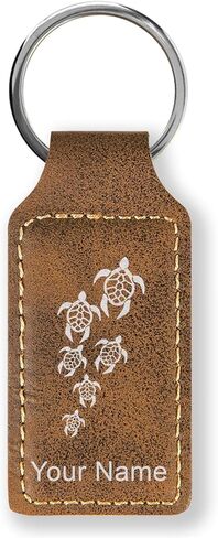 LaserGram Rectangle Keychain, Sea Turtle Family, Personalized Engraving Included in Saudi Arabia