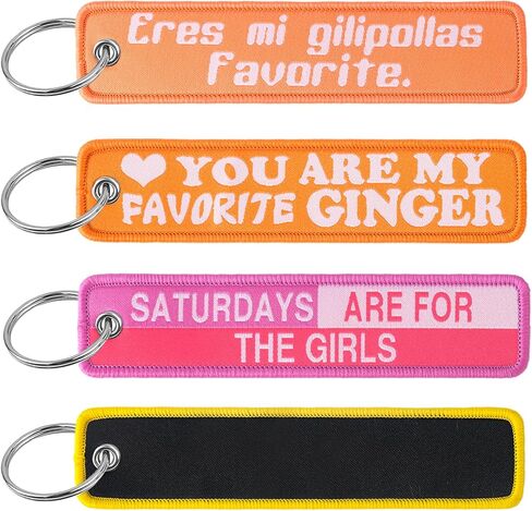 GTOTd Saturday Are for The Girls Funny Embroidered Keychain（4 Pack） Gifts Merch Supplies Key JDM Jet Tag Double Sided with Key Ring for Purse Charm Motorcycle Scooter Car Accessories in Kuwait