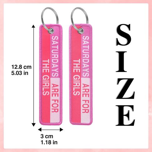 GTOTd Saturday Are for The Girls Funny Embroidered Keychain（4 Pack） Gifts Merch Supplies Key JDM Jet Tag Double Sided with Key Ring for Purse Charm Motorcycle Scooter Car Accessories in Kuwait