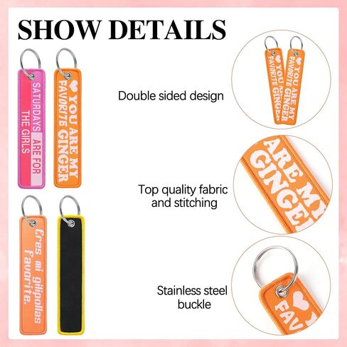 GTOTd Saturday Are for The Girls Funny Embroidered Keychain（4 Pack） Gifts Merch Supplies Key JDM Jet Tag Double Sided with Key Ring for Purse Charm Motorcycle Scooter Car Accessories in Kuwait