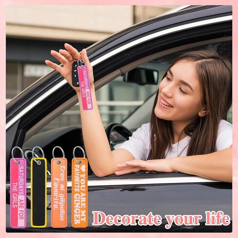 GTOTd Saturday Are for The Girls Funny Embroidered Keychain（4 Pack） Gifts Merch Supplies Key JDM Jet Tag Double Sided with Key Ring for Purse Charm Motorcycle Scooter Car Accessories in Kuwait