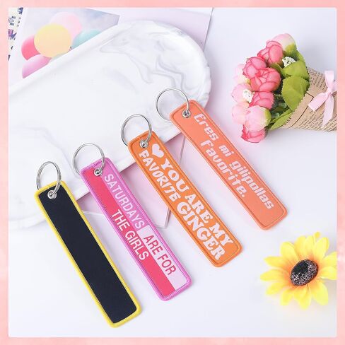 GTOTd Saturday Are for The Girls Funny Embroidered Keychain（4 Pack） Gifts Merch Supplies Key JDM Jet Tag Double Sided with Key Ring for Purse Charm Motorcycle Scooter Car Accessories in Kuwait