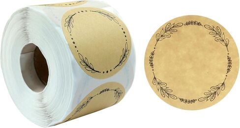 500 PCS 2 Inch Round Canning Jar Labels - Labels Sticker Kraft Sticker Label with Wreath Designs for Mason Jars, Canning, Food Containers & Storage Bins(Style 1) in Kuwait