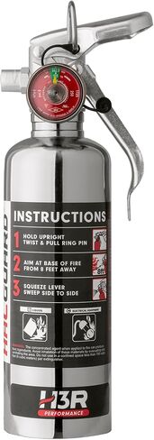 HalGuard Compact Fire Extinguisher for Vehicles, Race Cars & Trucks | Clean Halotron, No Powder, No Mess | Rechargeable & Safe for Engine, Interior, Electronics | UL Listed | Red 1.4 lbs in Kuwait