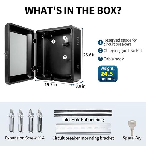 صندوق خارجي عالمي لشاحن EV، صندوق قفل متعدد مدخل الكابلات، متوافق مع طراز Tesla Y/3/S/X، غلاف مقاوم للطقس ومضاد للسرقة - يناسب معظم شواحن EV in Kuwait